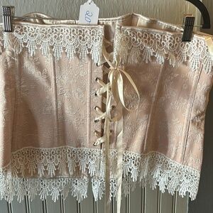 Pink Corset, Lace Trim, Lace-up, Large